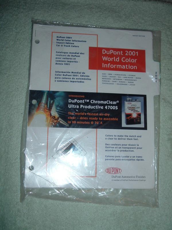 2001 dupont import automotive color information paint chips bmw honda etc. nos