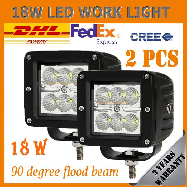 2x 18w cree led  work lamp light truck pickup offroad 4wdcar flood beam 1800lm 