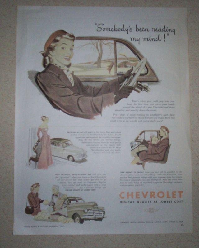 1947 chevy  chevrolet motors,  magazine print ad fleetmaster fleetline