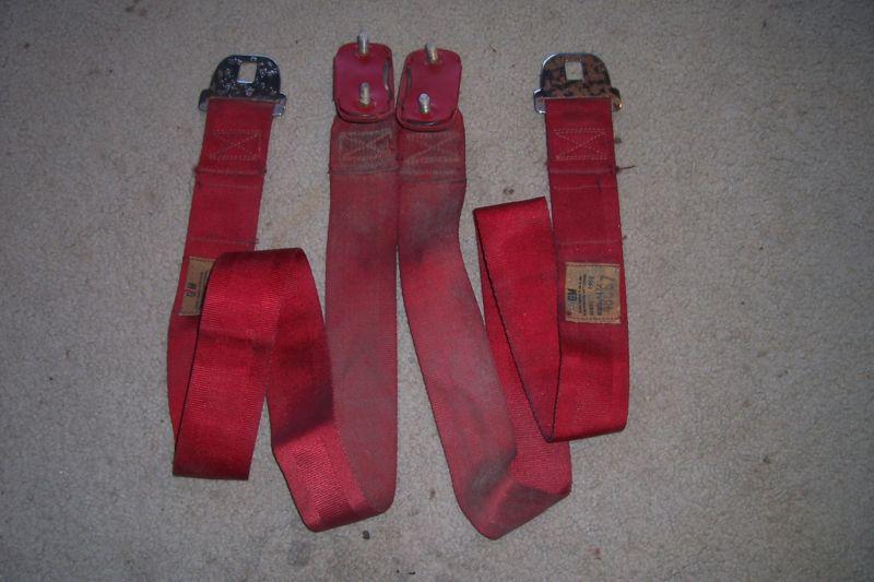 1967-1972 red deluxe front shoulder belts chevy pontiac olds buick cadillac