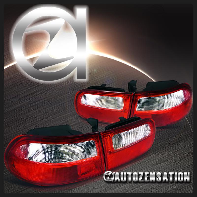 92-95 honda civic 3dr hatchback red/clear tail lights rear brake lamp