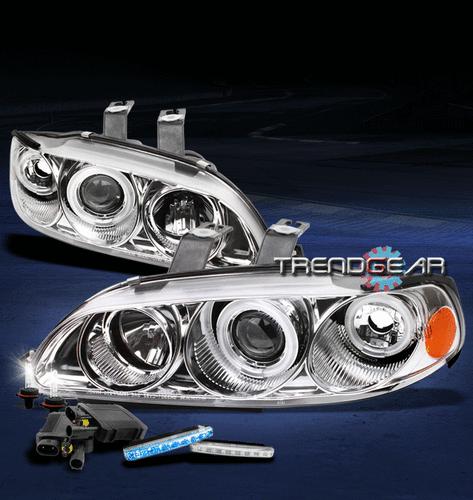 92-95 honda civic 2/3dr ccfl halo projector head light w/blue drl led signal+hid