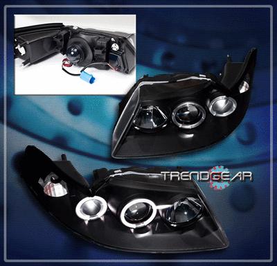 99-04 ford mustang halo projector headlights lamp black 00 01 02 03 gt svt cobra