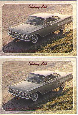 1960 chevy impala baseball card sized cards - lot of 2 - must see!!