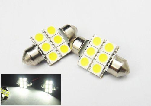 2 festoon bulb 31mm 6 high power smd led light dome map white de3022 de3175 3021