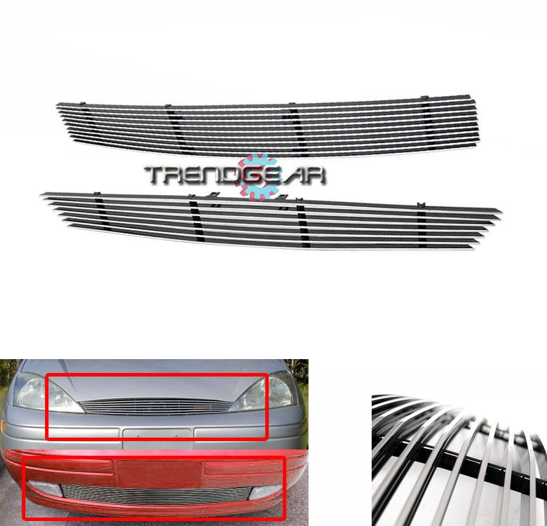 98-04 ford focus front upper+bumper billet grille grill combo set 99 00 01 02 03