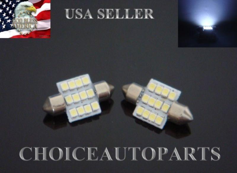 2x 31mm  festoon 1210 12smd white led de3022 6428 bulbs for dome, map light 6430