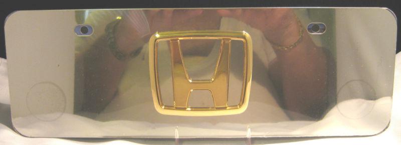 Honda~mini  plate~chrome plated brass(not plastic)with 3d 23kt gold plated "h"