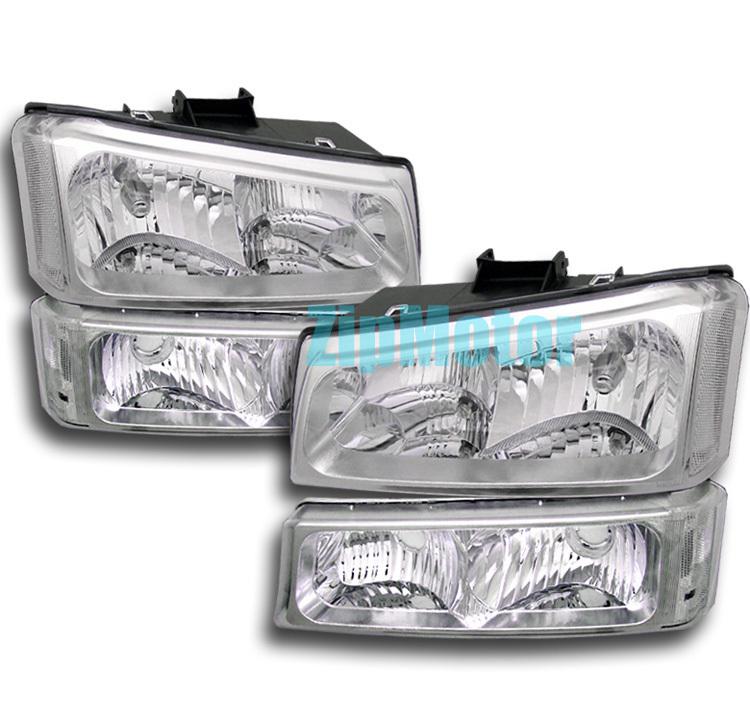 03-06 chevy silverado crystal head lights +bumper 04 05