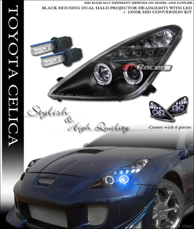 10000k hid xenon w/black halo led projector head lights signal 2000-2005 celica