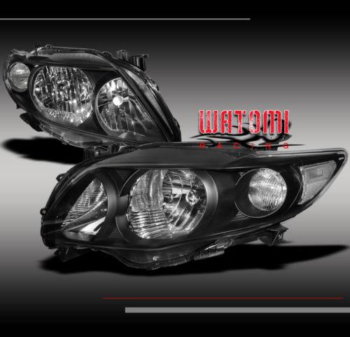 09-10 toyota corolla crystal jdm black headlights lamps ce le s xle xrs new pair