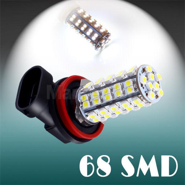 H8 pure white 68 smd fog driving tail signal led car light bulb lamp