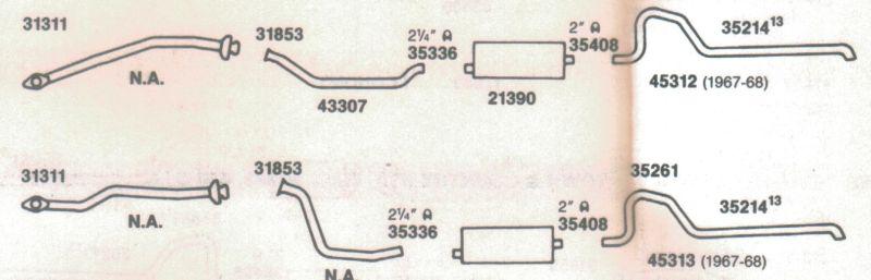 1967 chrysler new yorker, newport & 300 dual exhaust system, aluminized