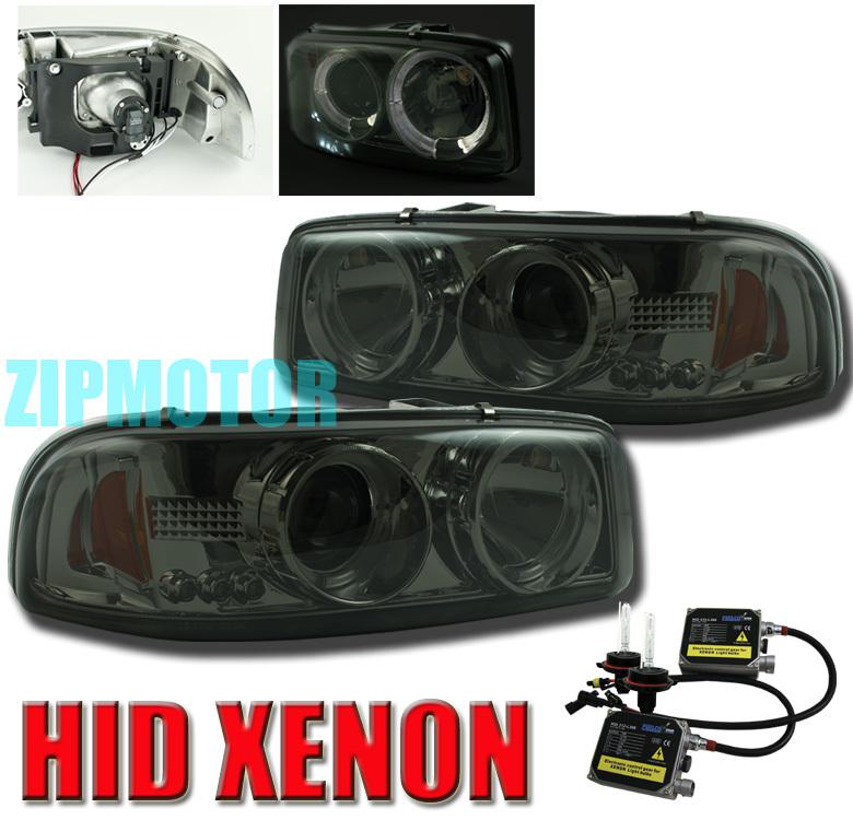 99-06 sierra halo smoke projector head lights+6000k hid