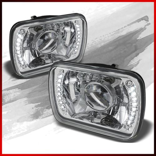 7x6 diamond-cut projector headlights w/dual strip led built-in front upgrade set