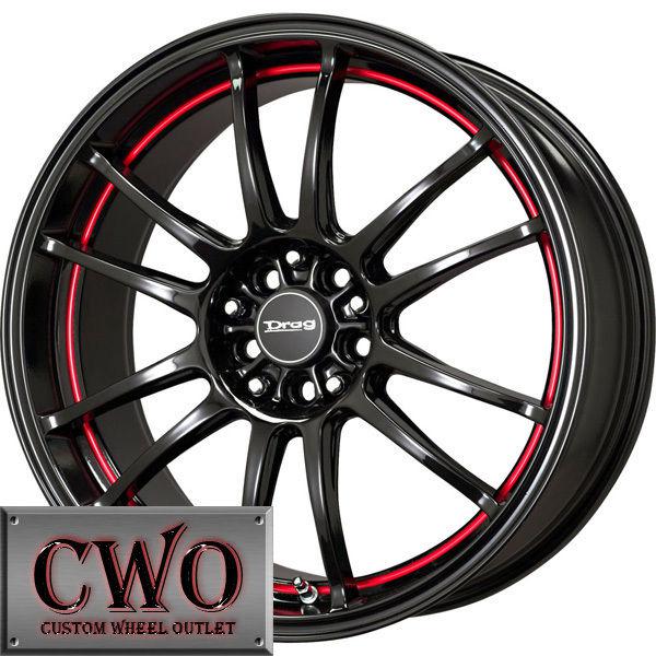 17 black drag dr-38 wheels rims 5x100/5x114.3 5 lug eclipse altima jetta maxima