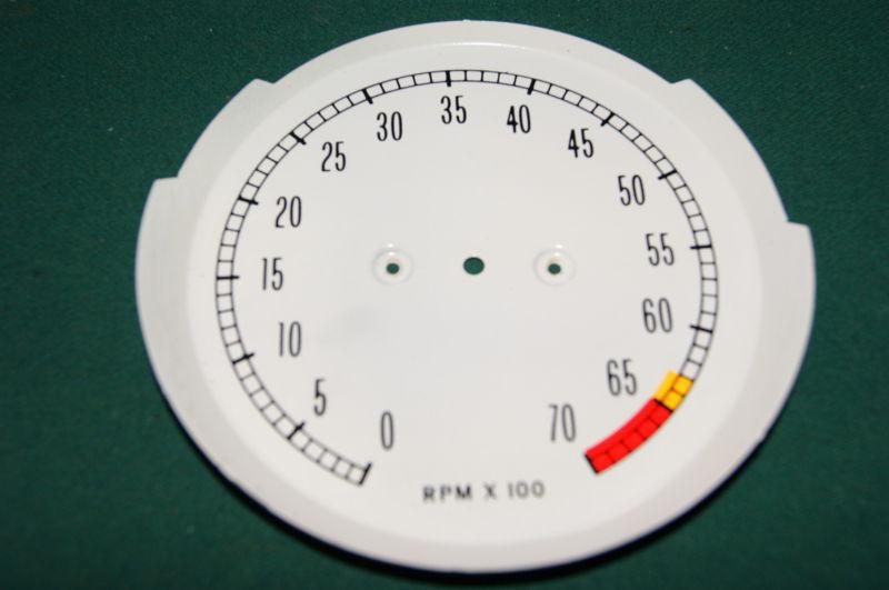 1965-67 corvette white tachometer face  - perfect - 6500 redline 