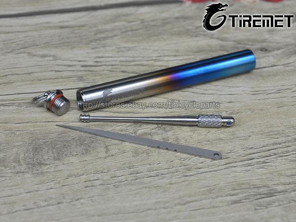 Titanium ti toothpick capsule holder burn blue with a toothpick and earpick