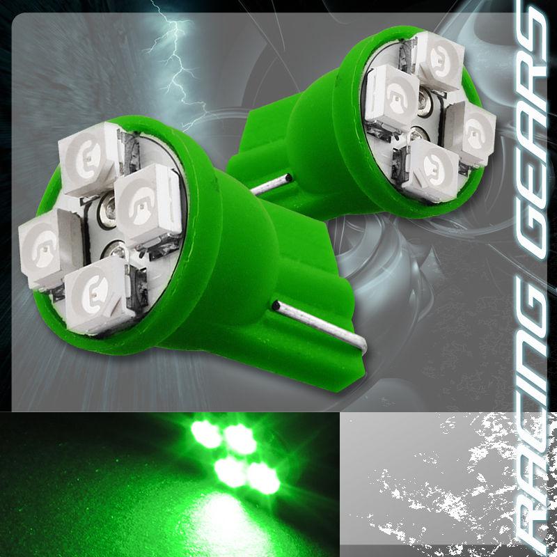 2x green smd 4 led 12v t10 wedge interior instrument map panel gauge light bulbs