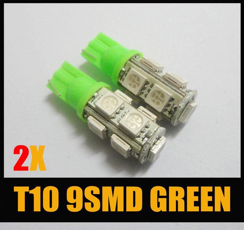 2x green 9-smd t10 t15 194 2521 159 158 2825 168 led wedge parking lights #hf10