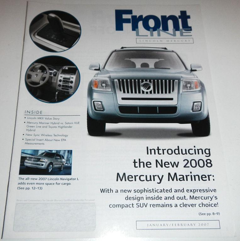 Jan/feb 2007 frontline lincoln mercury magazine brochure ft 2008 mariner