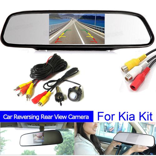 4.3&#034; mirror monitor color 170°car rear view backup reverse camera kit for kia