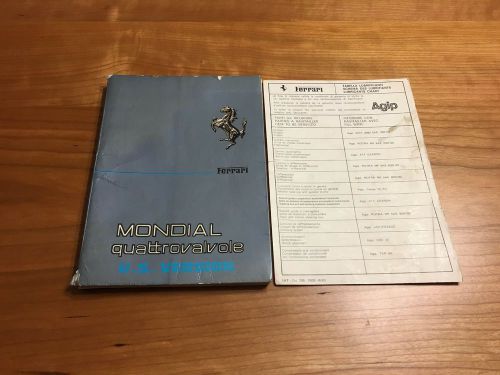 Ferrari mondial owners manual 1984 u.s version/lubricants chart