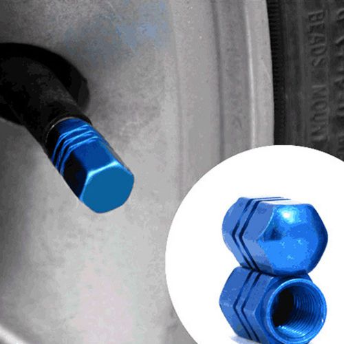 4xcar  truck bike motorcycle wheel tire stem valve caps tyre blue aluminum cover