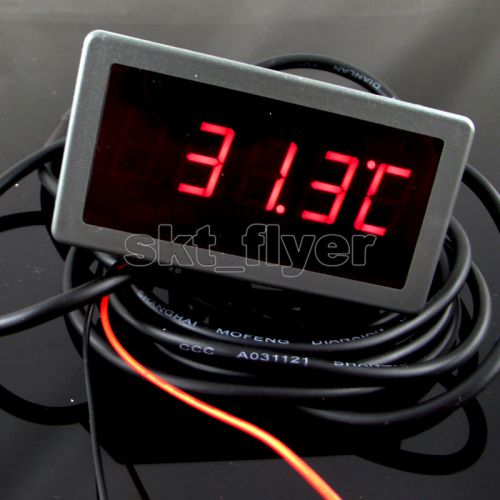 0.56&#034; f/c 12v dc red led digital car panel temp meter thermometer ds18b20 sensor