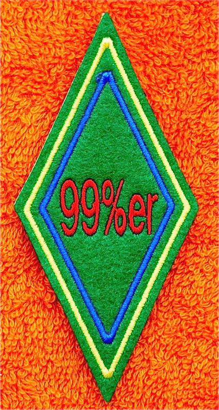 99%er green felt motorcycle  embroidered  sew on or iron on patch 
