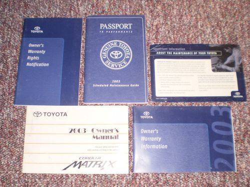 2003 toyota corolla matrix car owners manual books guide all models