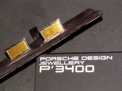 Porsche design p&#039;3400 sterling silver cufflinks w/yellow lacquer. nibwl&amp;s.