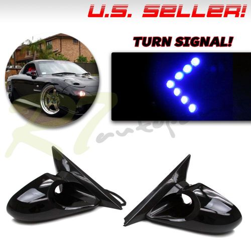 Fit 00-05 lexus is300 side wing power mirrors blue led turn signal arrow lh+rh