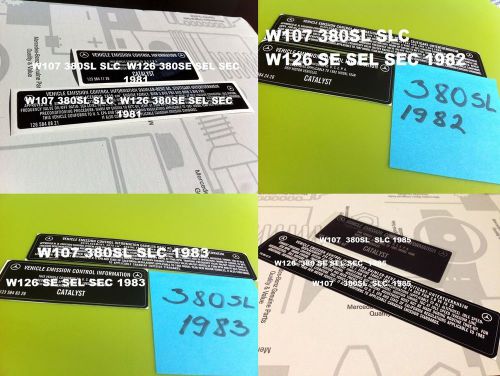 Mercedes w126 w107 380sl slc se sel sticker label  emission control information