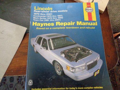 Haynes repair manual lincoln 70-01