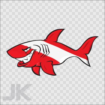 Sticker decals shark sharks cartoon smile scuba flag jaws ocean 0500 ag77f