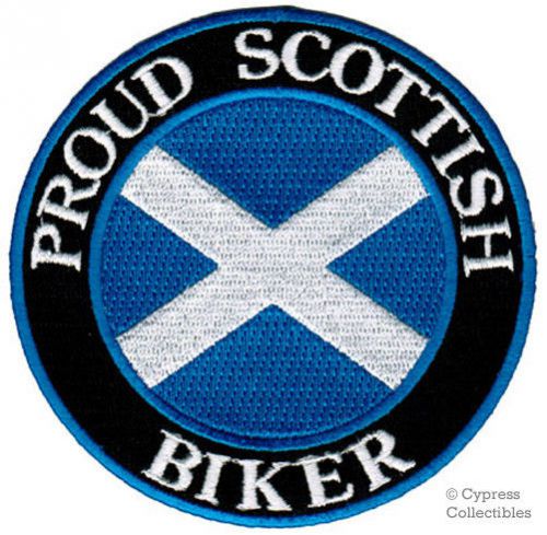 Proud scottish biker iron-on patch scotland flag emblem embroidered applique