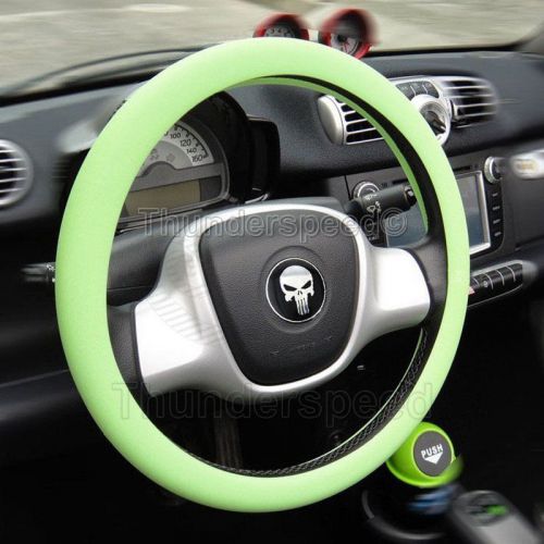 Green leather texture soft silicone new auto car skidproof steering wheel cover