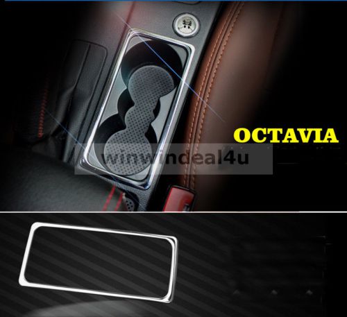 Stainless steel car cup holder frame trim cover sticker for skoda octavia a7