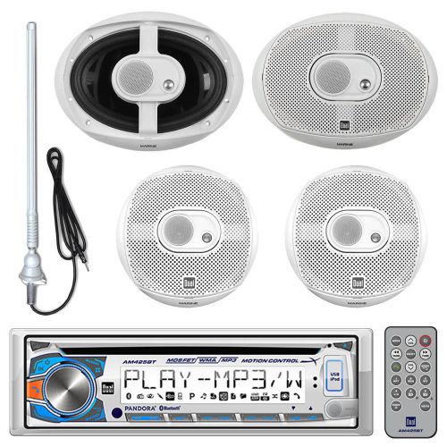 Dual 6.5&#034; 3-way marine 120w speakers, dual marine gauge bluetooth usb receiver