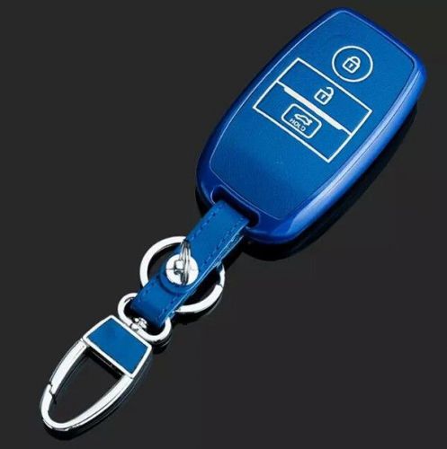 3 button smart luminous leather car key bag case holder cover for kia k3 k4 k5