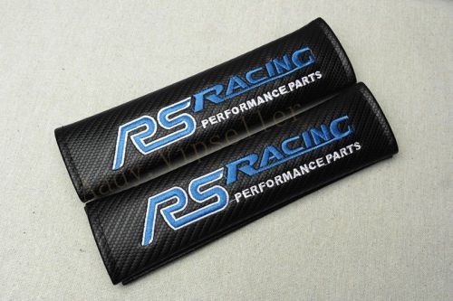 2pcs car blue rs racing carbon fiber embroidery seat belt cushion shoulder pads