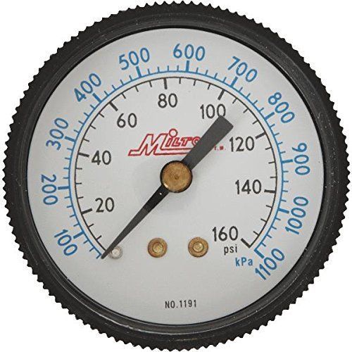 Milton 1191 pressure gauge 1/4 in npt center back mount 0-160 psi