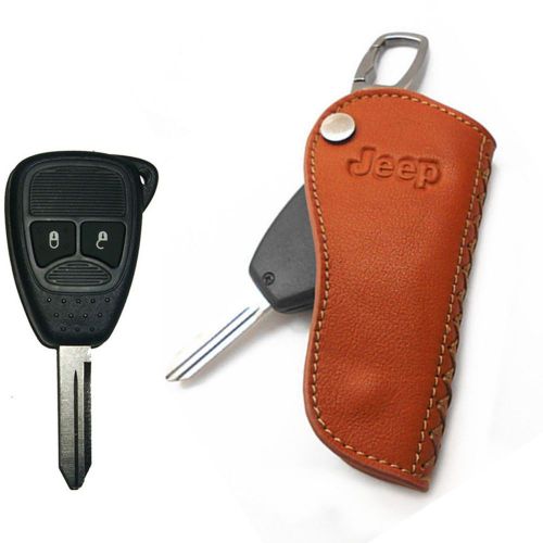 Lj2 leather car remote flip key fob case holder cover fit jeep compass patriot