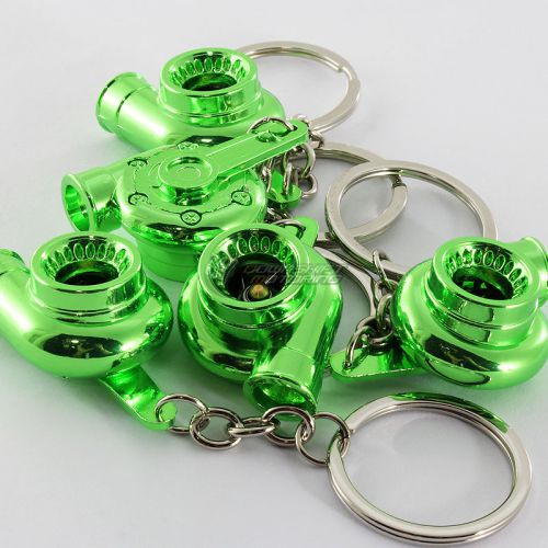 Lot 5pcs universal jdm spinning turbo charger turbine keychain keyring - green