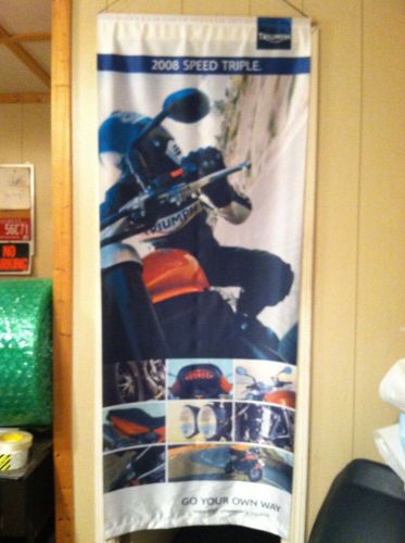 2008 triumph speed triple banner 28&#034; x 70&#034; roll up flag promo go you own way