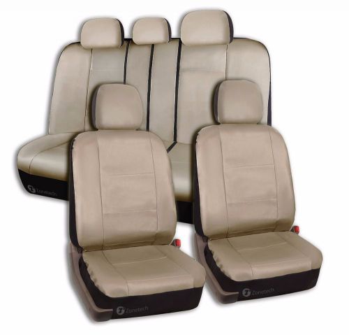 Zone tech luxury universal fit interior decor pu leather car seat cover beige