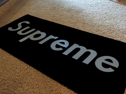 Supreme banner garage room decor vinyl crooks diamond silver black skate sign ad