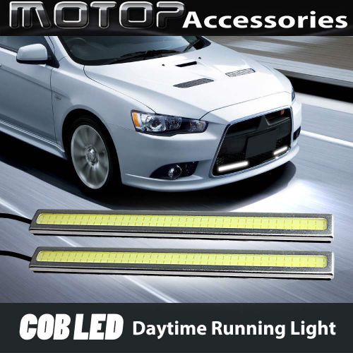 2 x 17cm silver high power cob led car daytime running light lamps drl led white