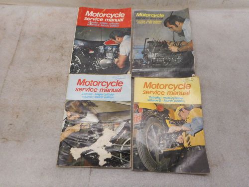 Four vintage 70&#039;s era motorcycle service manuals for two &amp; four stroke motors.